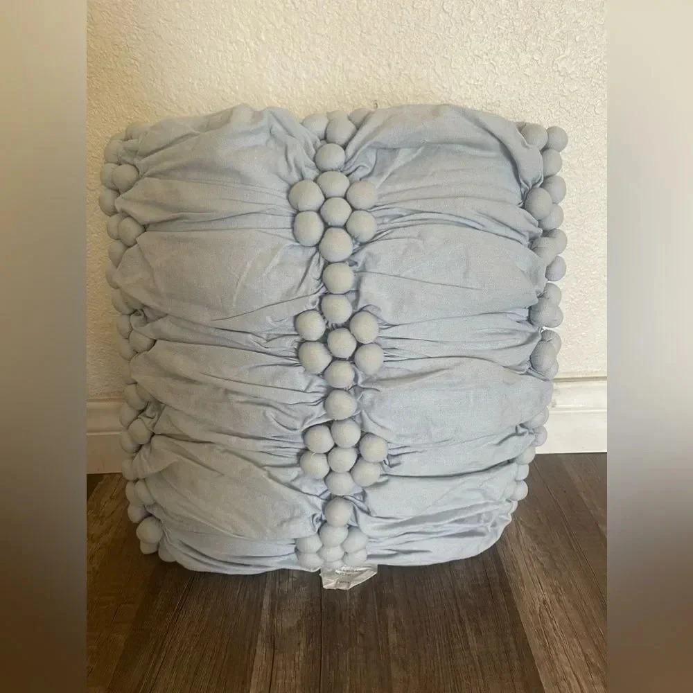SIMPLY SHABBY CHIC FRENCH FARMHOUSE BLUE RUCHED FLOWER PILLOW HTF RARE - Picture 11 of 16
